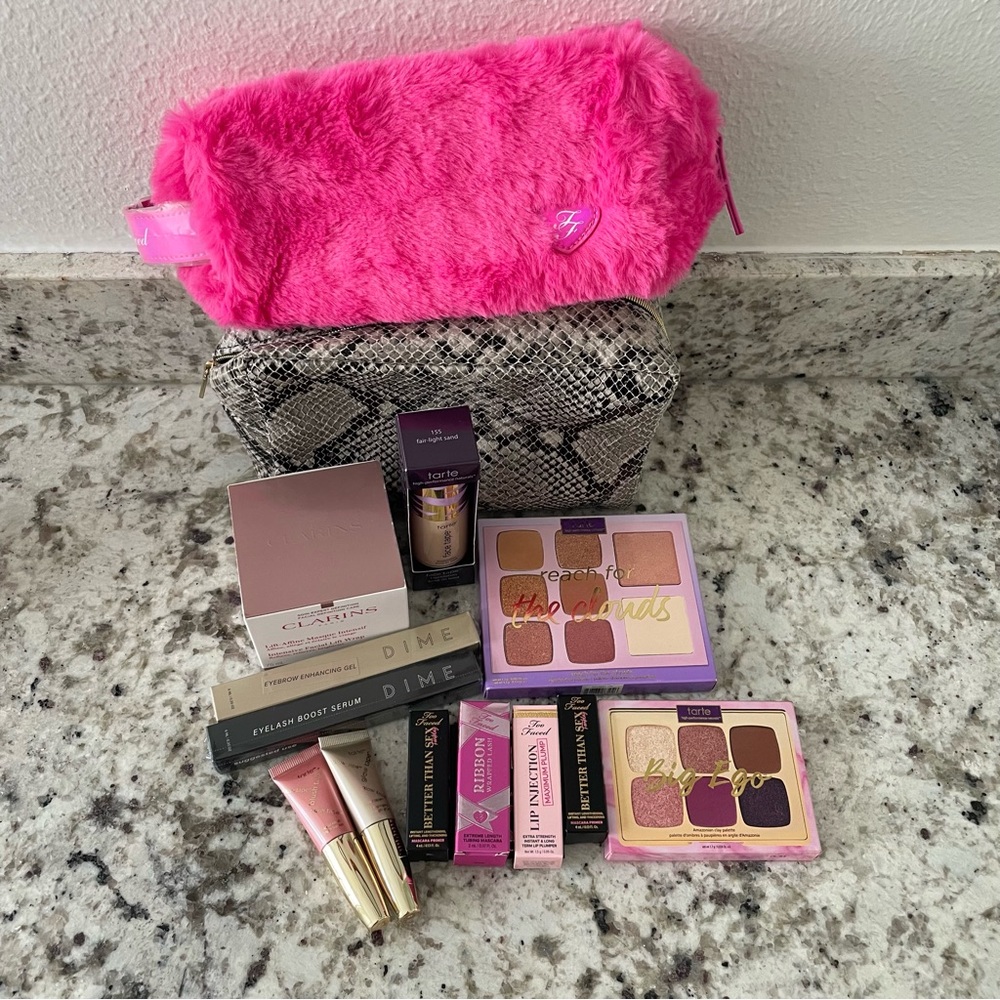 Makeup and Skincare Bundle (unopened). Clarins, Dime, Tarte, Too Faced.
